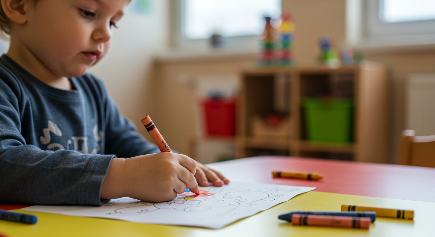 child while color the page