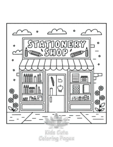 Simple Adorable Shop coloring page for toddlers