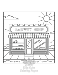 Adorable Shop coloring page for classroom activities