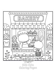 Easy Adorable Shop coloring sheet for young children