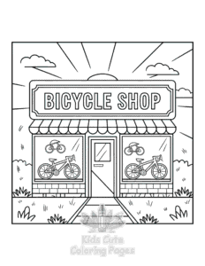 Printable Adorable Shop coloring sheet for preschoolers