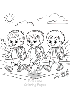 Back To School coloring page for girls, free to print