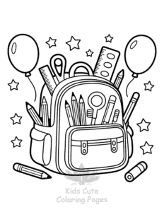 Back To School coloring page for boys, printable at home