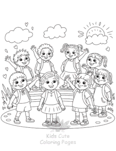 Easy Back To School coloring sheet for young children