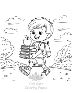 Back To School coloring page for girls, free to print