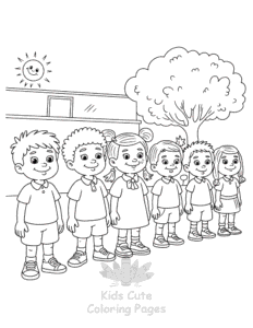 Back To School coloring page for girls, free to print