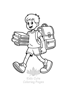 Back To School coloring page for boys, printable at home