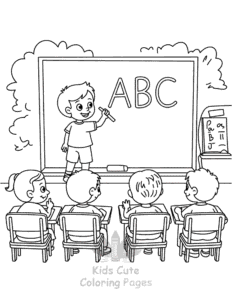 Back To School coloring page for boys, printable at home