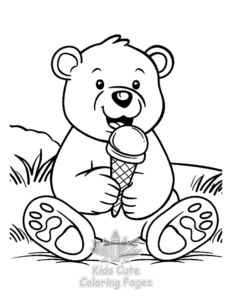 Bear coloring page for boys, printable at home
