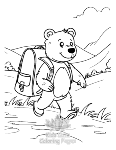 Bear coloring page for girls, free to print