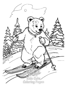 Bear coloring page for girls, free to print