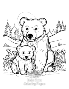 Bear coloring page for boys, printable at home