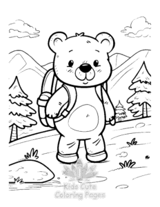 Bear coloring page for boys, printable at home