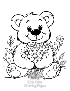 Bear coloring page for boys, printable at home