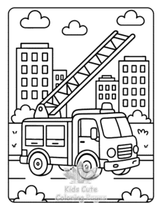 Printable Big Wheels coloring sheet for preschoolers