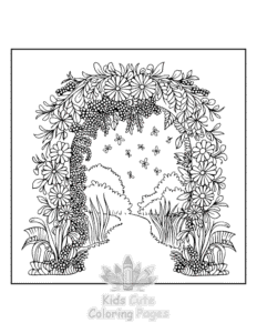 Blooming Corner coloring page for girls, free to print