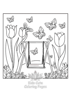 Simple Blooming Corner coloring page for toddlers