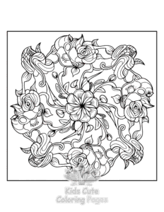 Blooming Corner coloring page for girls, free to print