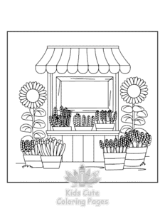 Blooming Corner coloring page for classroom activities
