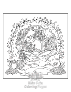 Free printable Blooming Corner coloring page for kids