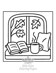 Simple Bold & Easy Comfy Fall coloring page for toddlers