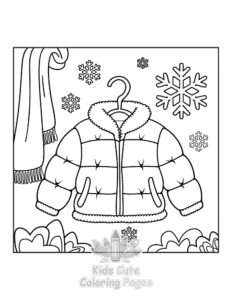 Bold & Easy Cozy Winter coloring page for girls, free to print