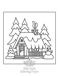 Bold & Easy Cozy Winter coloring page for boys, printable at home