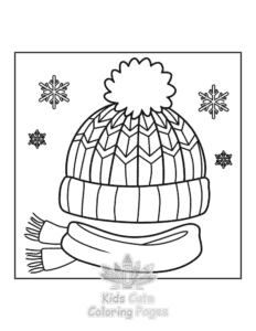 Bold & Easy Cozy Winter coloring page for girls, free to print