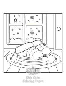 Simple Bold & Easy Cozy Winter coloring page for toddlers