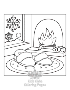 Bold & Easy Cozy Winter coloring page for boys, printable at home