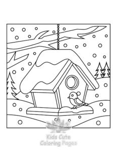 Simple Bold & Easy Cozy Winter coloring page for toddlers