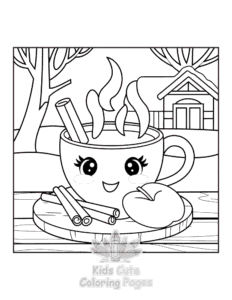 Bold & Easy Cozy Winter coloring page for girls, free to print