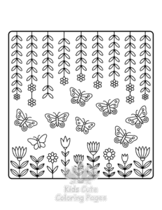 Easy Butterflies & Flowers coloring sheet for young children