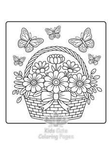 Easy Butterflies & Flowers coloring sheet for young children