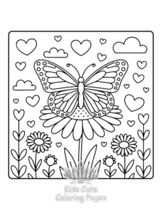Free printable Butterflies & Flowers coloring page for kids