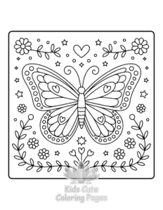 Simple Butterflies & Flowers coloring page for toddlers