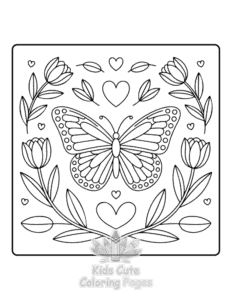 Free printable Butterflies & Flowers coloring page for kids
