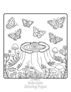 Butterflies & Flowers coloring page for girls, free to print