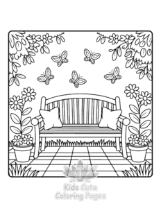 Printable Butterflies & Flowers coloring sheet for preschoolers