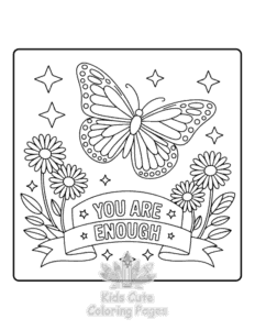 Simple Butterflies & Flowers coloring page for toddlers