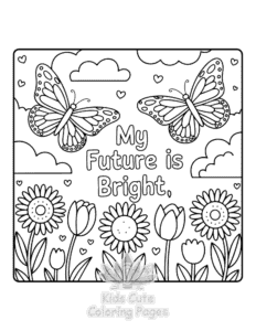 Easy Butterflies & Flowers coloring sheet for young children