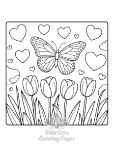 Printable Butterflies & Flowers coloring sheet for preschoolers