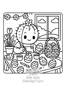 Cactus Day coloring page for girls, free to print