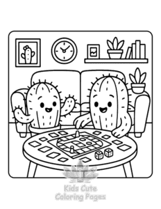 Simple Cactus Day coloring page for toddlers