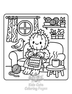 Printable Cactus Day coloring sheet for preschoolers