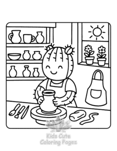 Easy Cactus Day coloring sheet for young children
