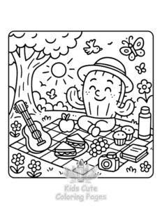 Simple Cactus Day coloring page for toddlers