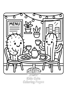 Cactus Day coloring page for girls, free to print