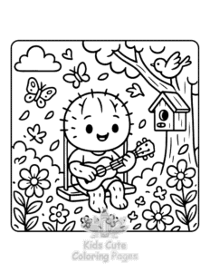 Easy Cactus Day coloring sheet for young children