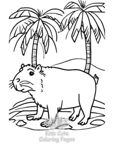 Capybara coloring page for girls, free to print